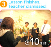 3. Lesson finishes.  Teacher dismissed. [10min]